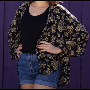 Black floral kimono